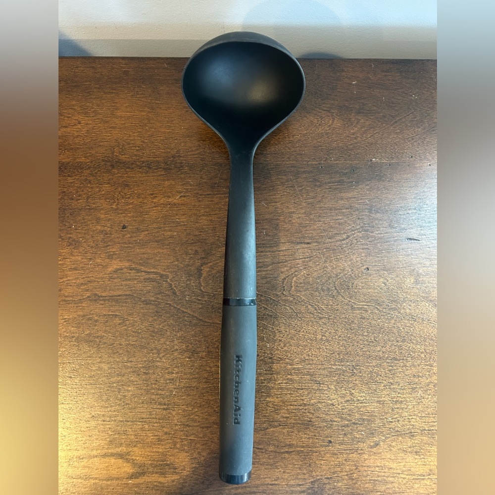 KitchenAid Black Ladle Heat Resistant Nylon Comfort Soft Grip Handle.